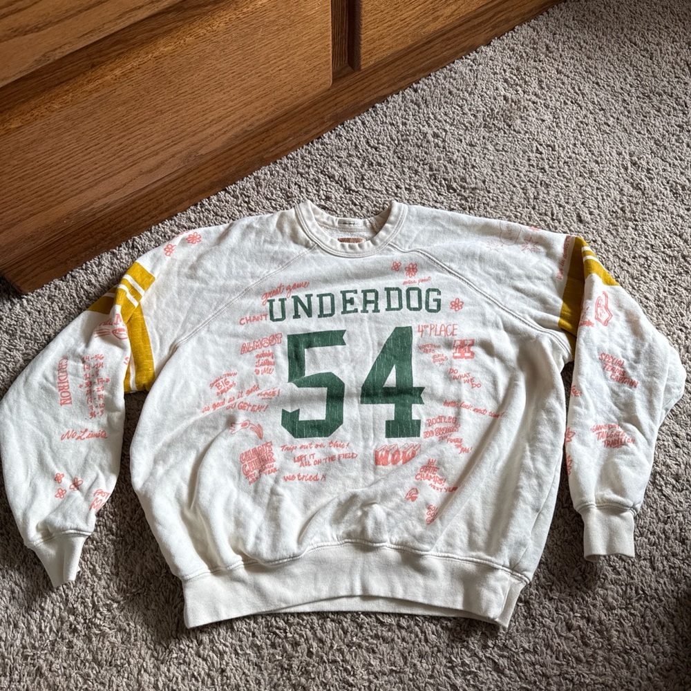 Mother Denim white graphic crewneck sweatshirt